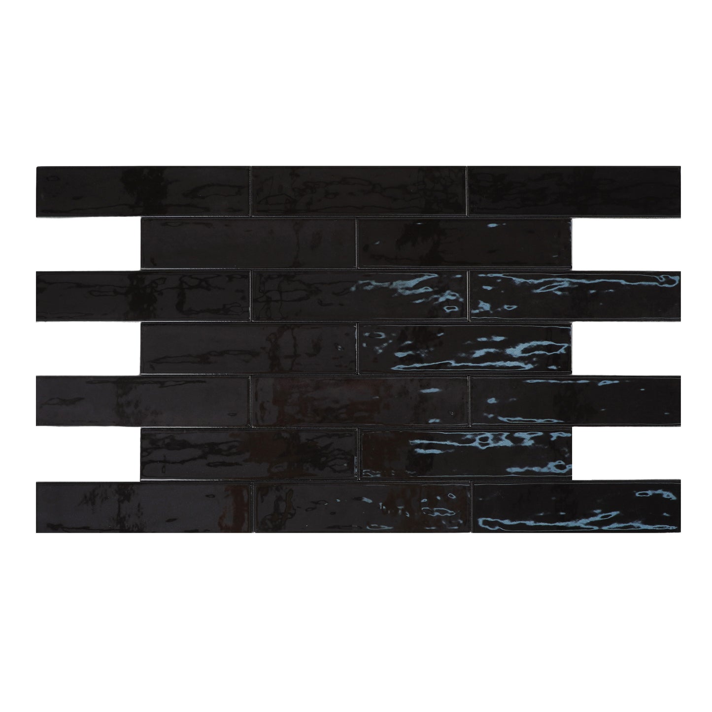 Pitch Black Glossy Porcelain Atisanal Tile