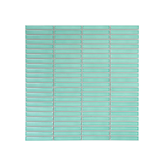 Aurora Strips Series Mint Green Long Strip Glazed Porcelain Mosaic