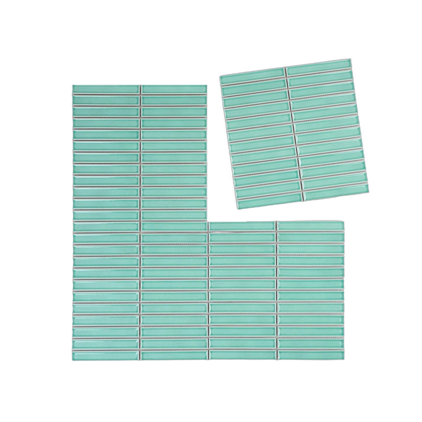 Aurora Strips Series Mint Green Long Strip Glazed Porcelain Mosaic
