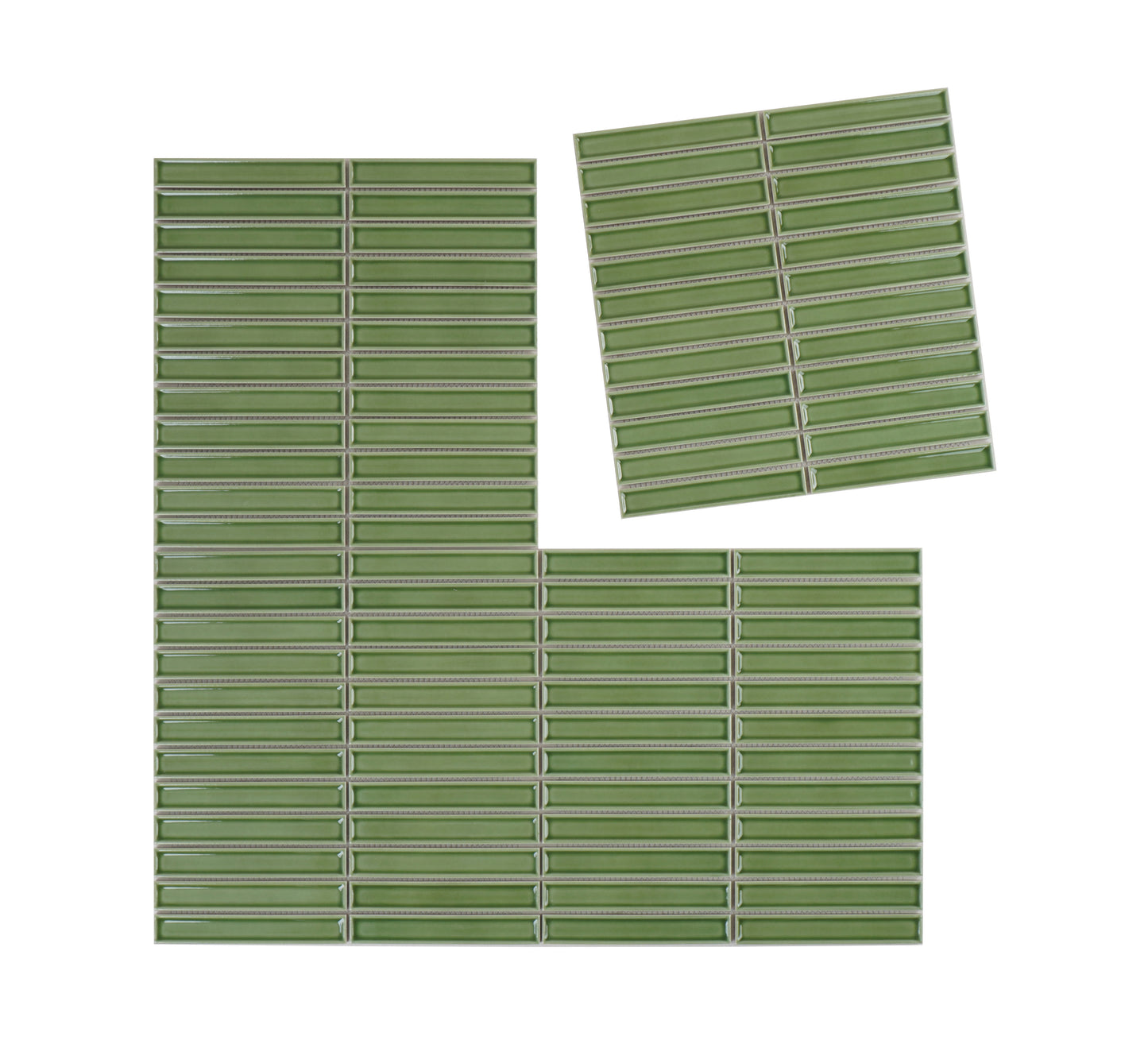 Aurora Strips Series Saga Green Long Strip  Glazed Porcelain Mosaic