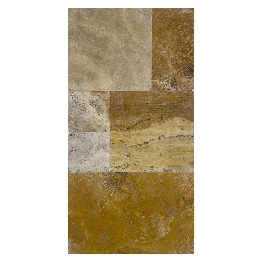 Opulence Versailles Series Golden Beige & Tan Beige Mixed Travertine Versailles Pattern Tile