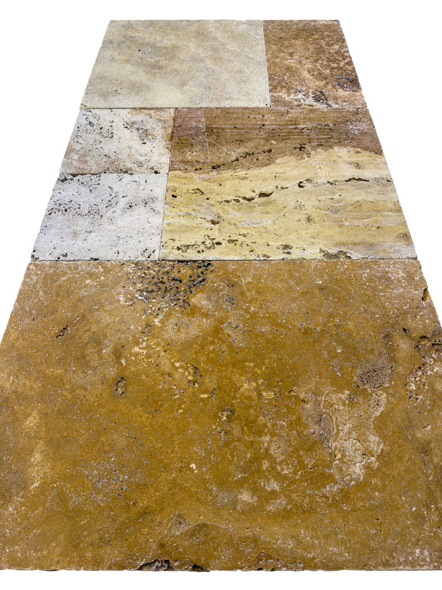 Opulence Versailles Series Golden Beige & Tan Beige Mixed Travertine Versailles Pattern Tile