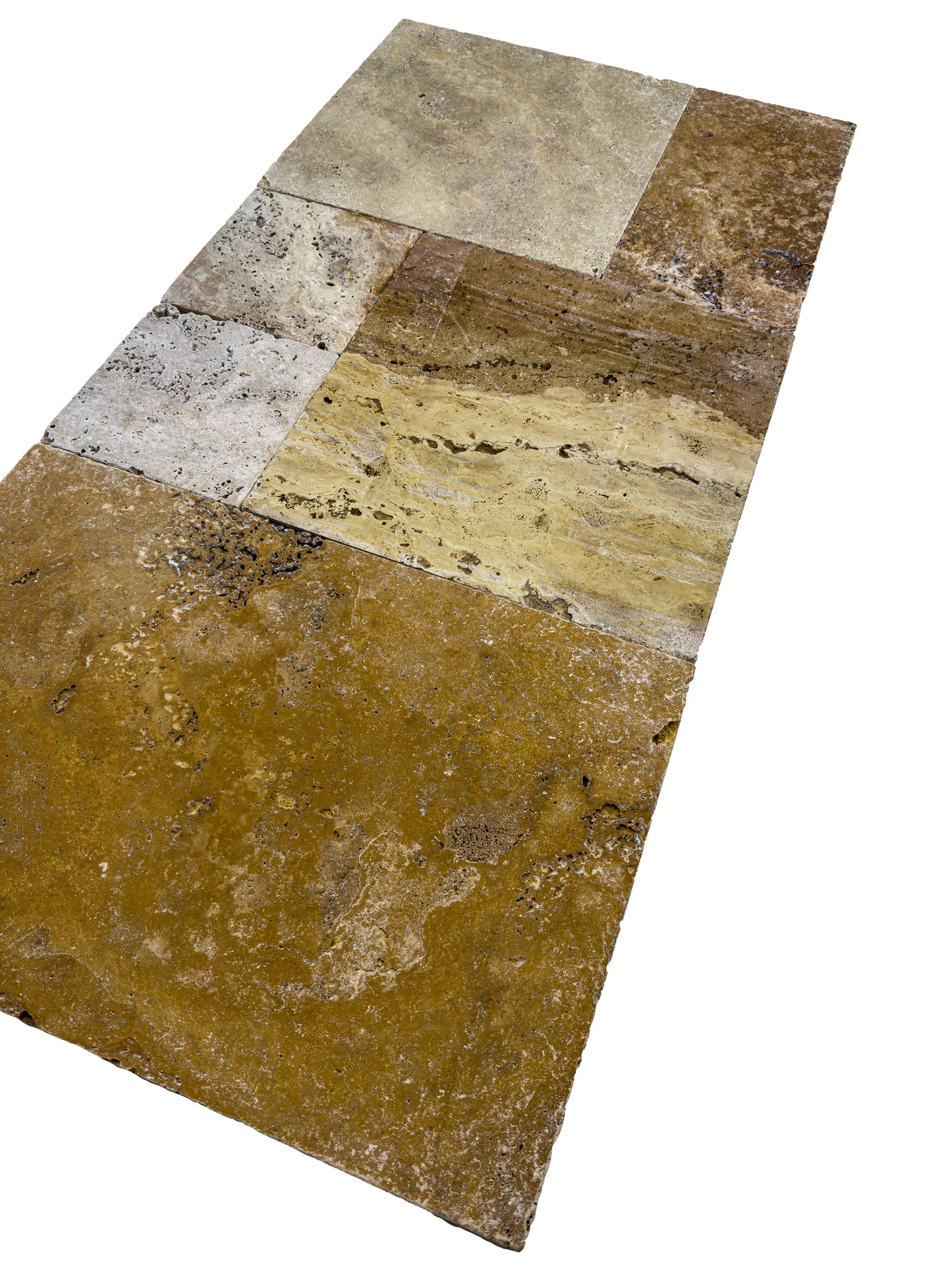 Opulence Versailles Series Golden Beige & Tan Beige Mixed Travertine Versailles Pattern Tile