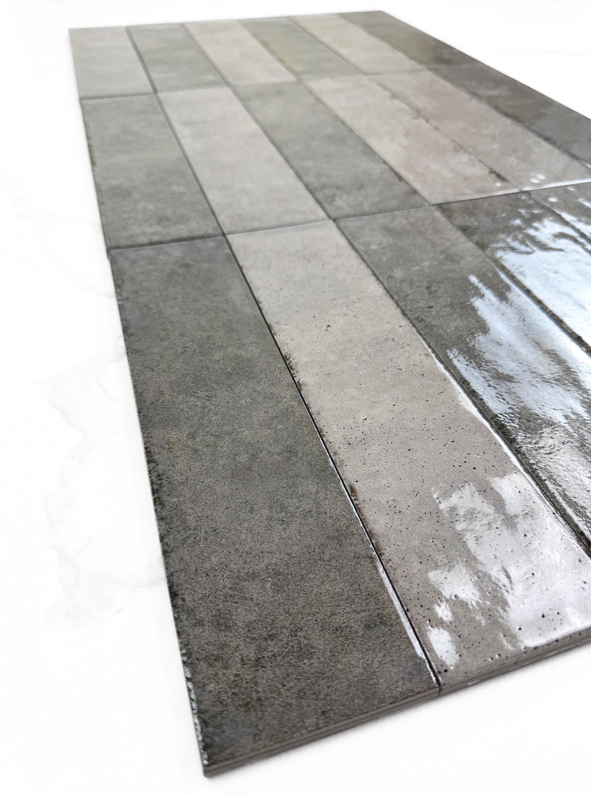 Grey Mixed Glossy Porcelain Artisanal Tile