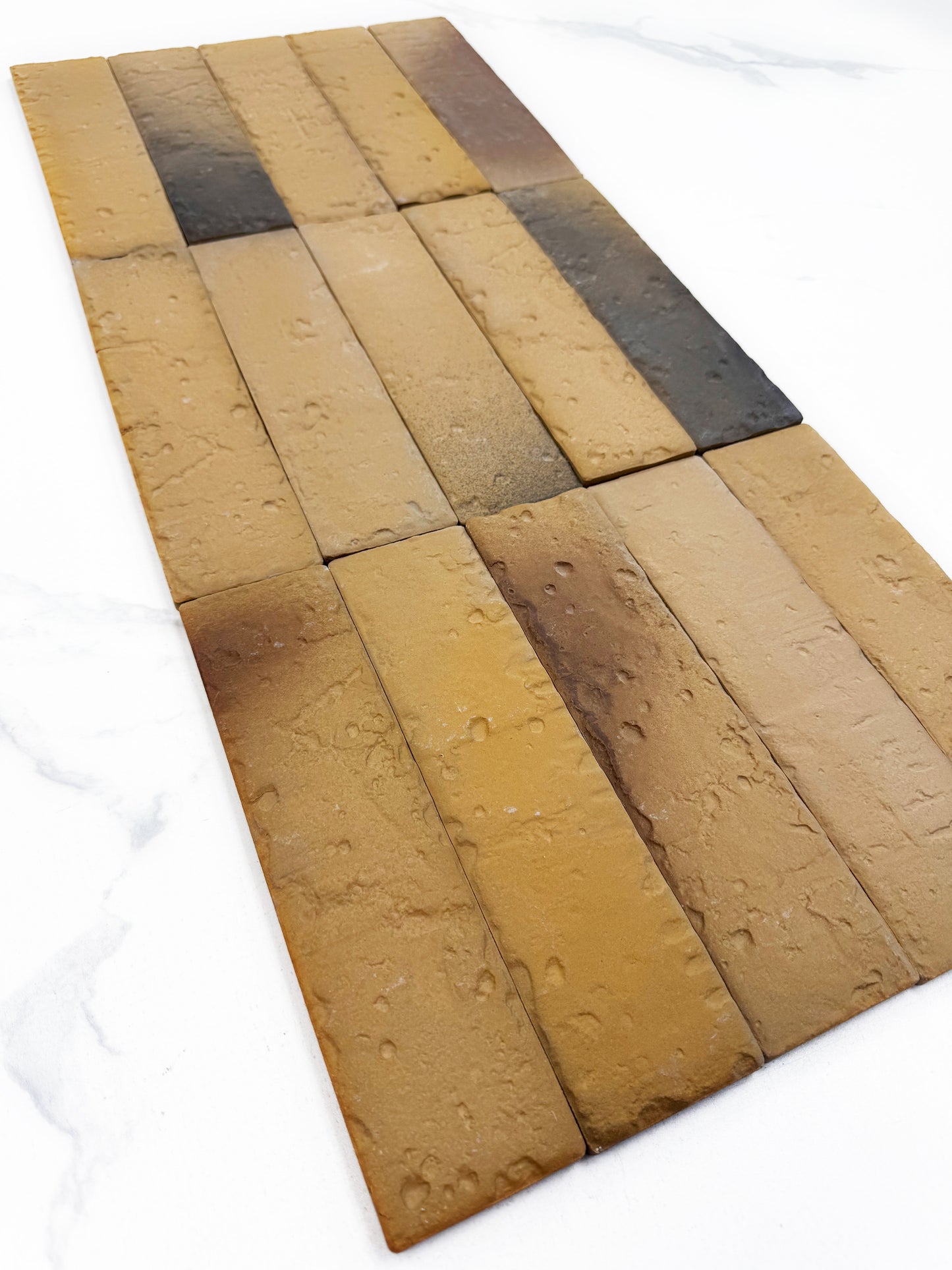 Florence Grace Munsell Yellow & Peanut Brown & Wood Brown Mixed Ceramic Artificial Tile