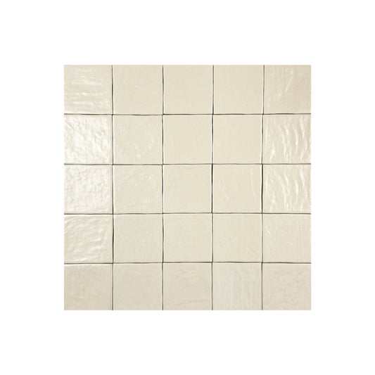 Pearl Luxe Series Light Beige Semimatte Perlescent Ceramic Artisanal Tile