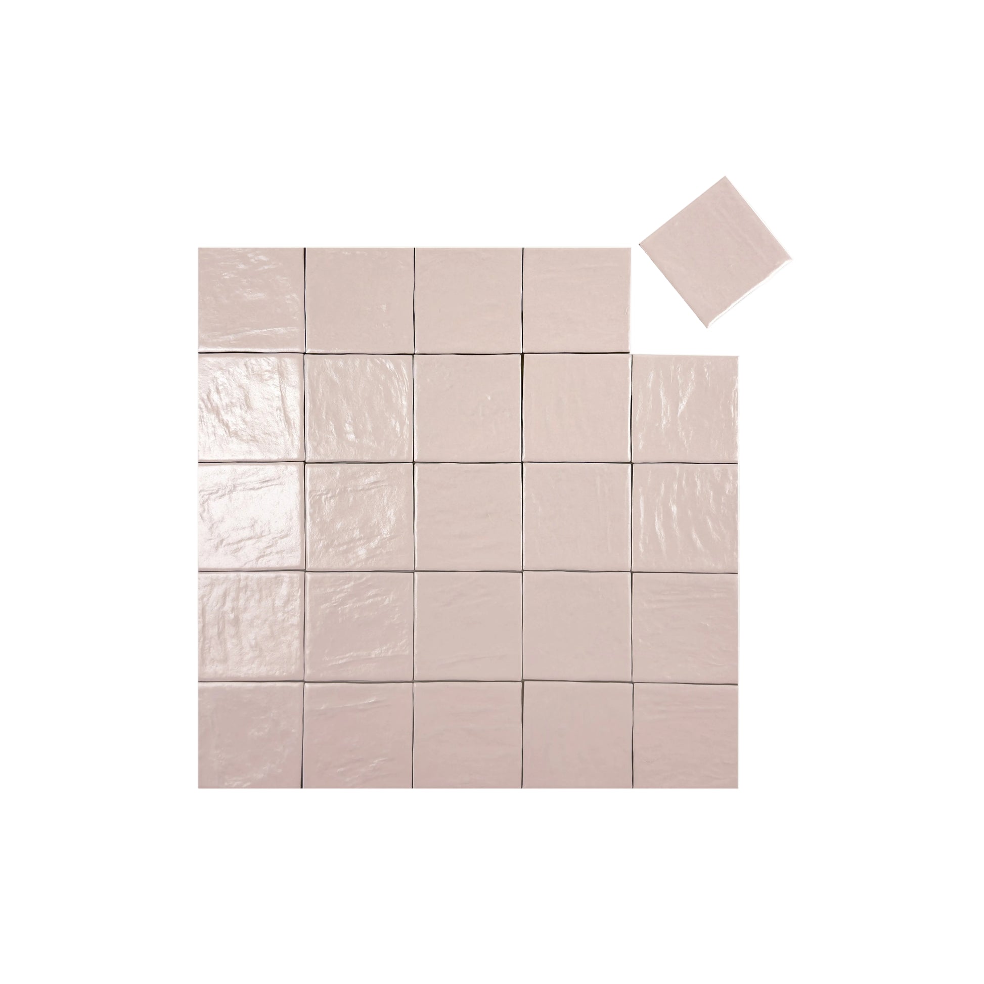 Beige ceramic tiles with a textured finish on a white background
