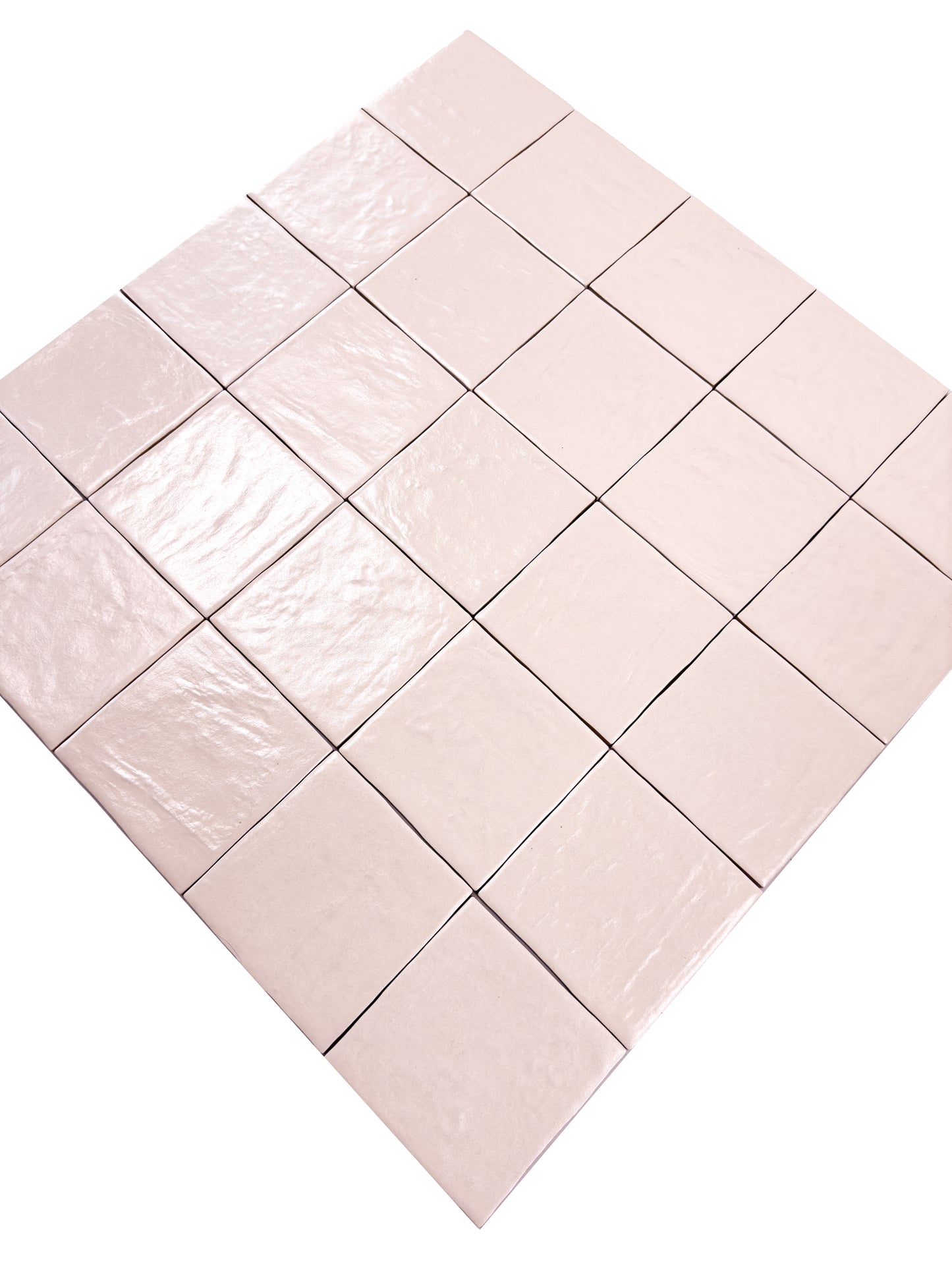Pearl Luxe Series Baby Pink Semimatte Perlescent Ceramic Artisanal Tile