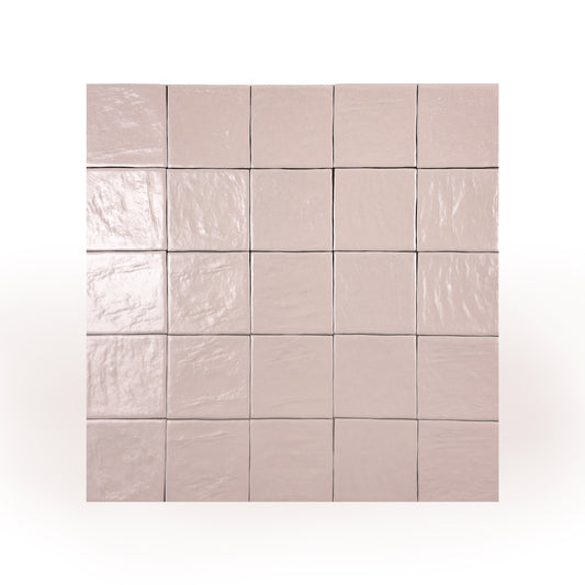 Pearl Luxe Series Baby Pink Semimatte Perlescent Ceramic Artisanal Tile