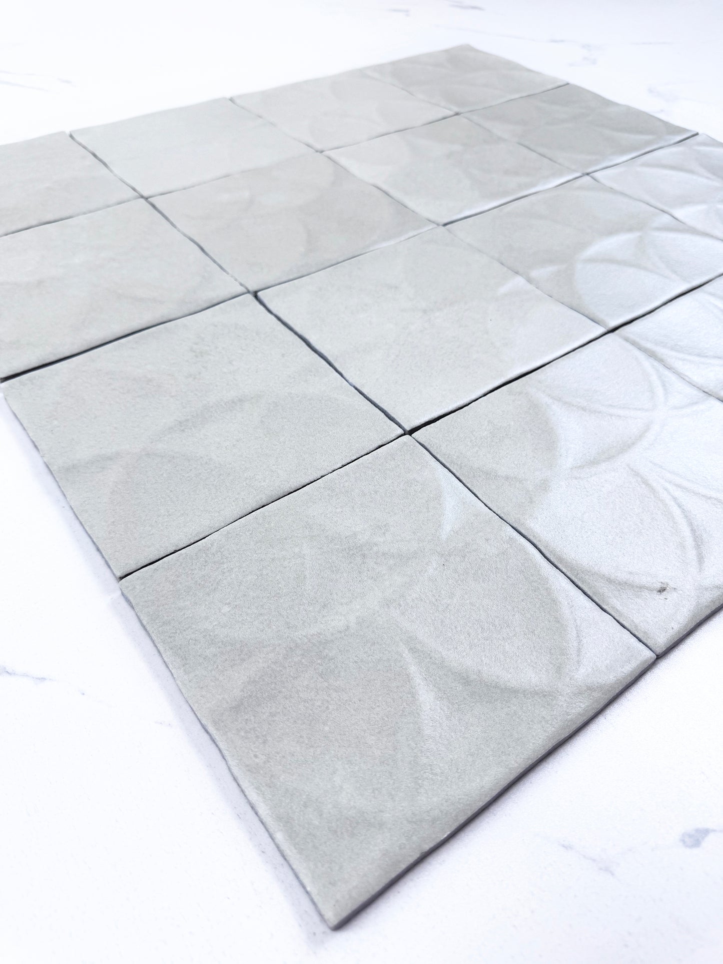 Artisan Essence Textured Smoke White Matte Porcelain Artisanal Tile