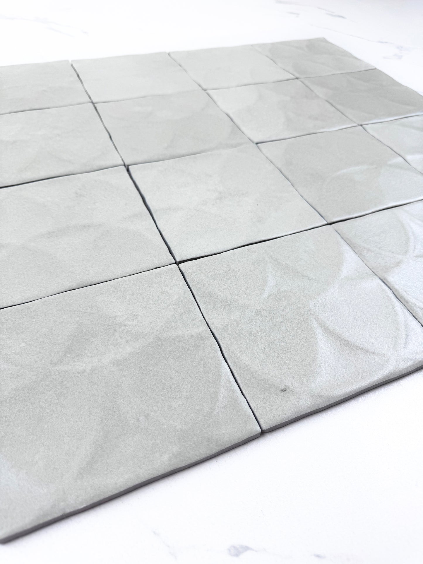 Artisan Essence Textured Smoke White Matte Porcelain Artisanal Tile