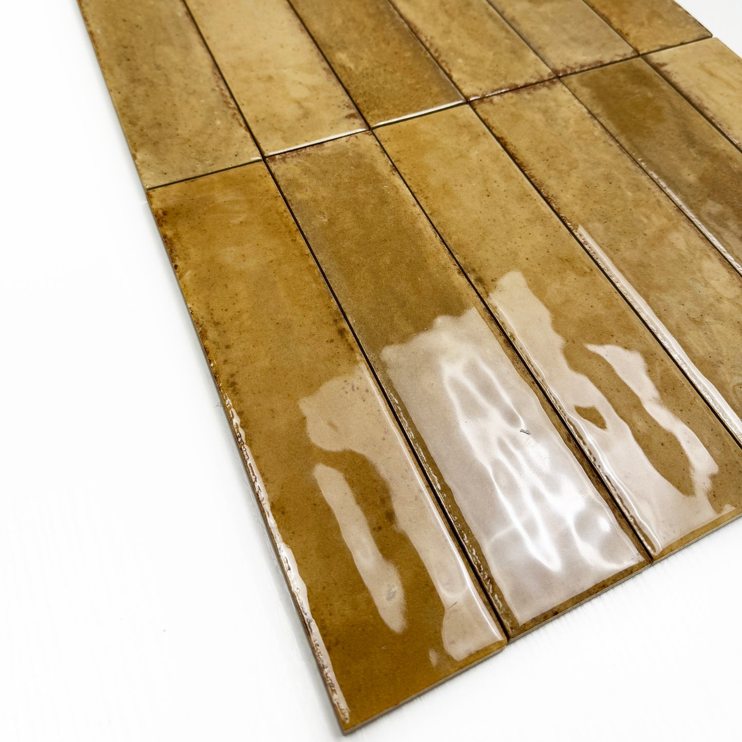 Himalayan Serenity Series Army Green Glossy Porcelain Artisanal Tile