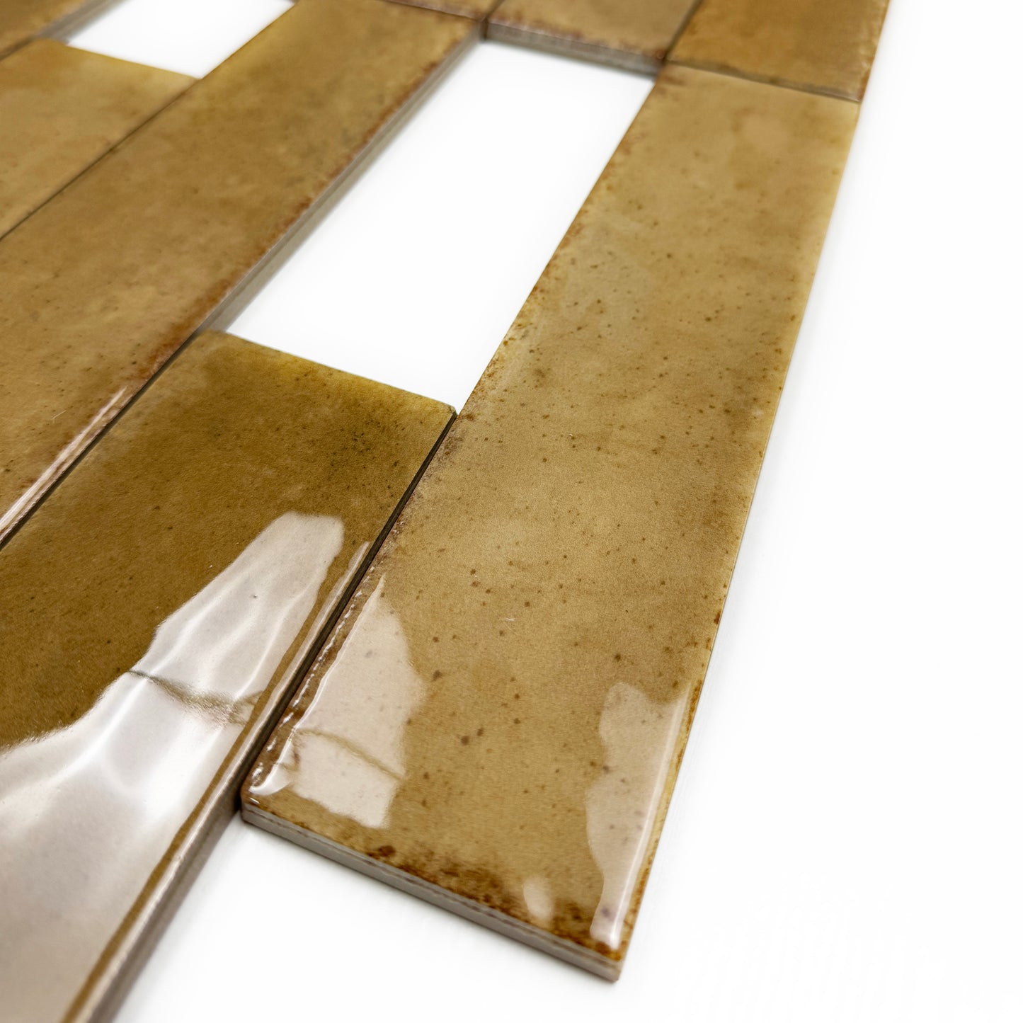 Himalayan Serenity Series Army Green Glossy Porcelain Artisanal Tile