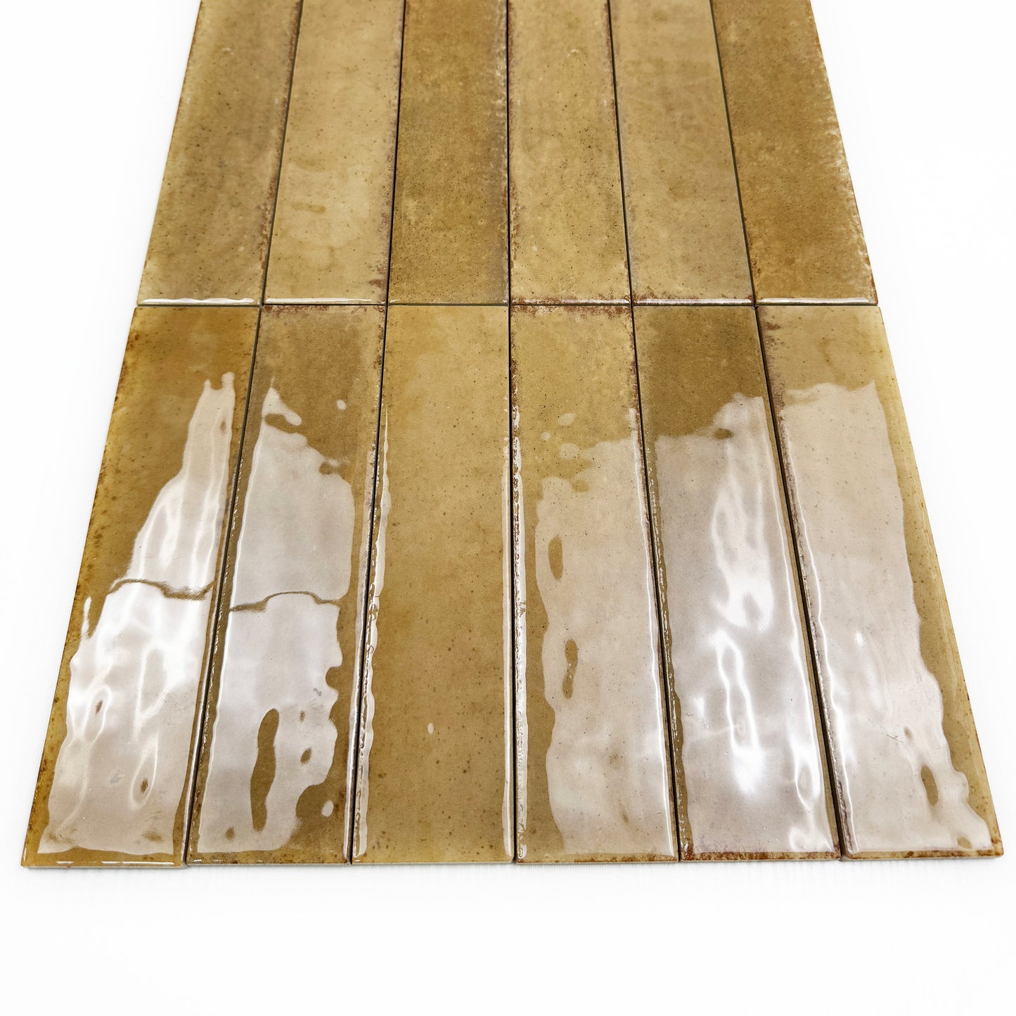 Himalayan Serenity Series Army Green Glossy Porcelain Artisanal Tile