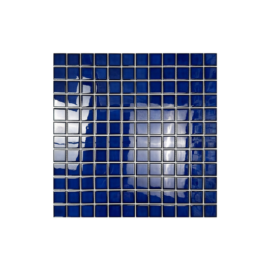 Midnight Splendor Series Navy Blue Plain Design Crystalline Glazed Porcelain Mosaic