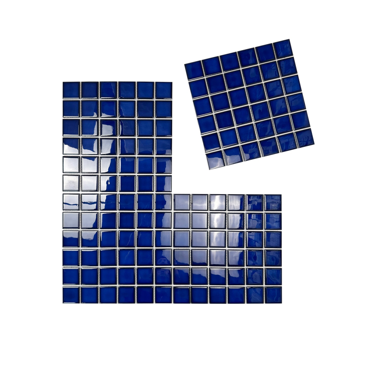 Midnight Splendor Series Navy Blue Plain Design Crystalline Glazed Porcelain Mosaic