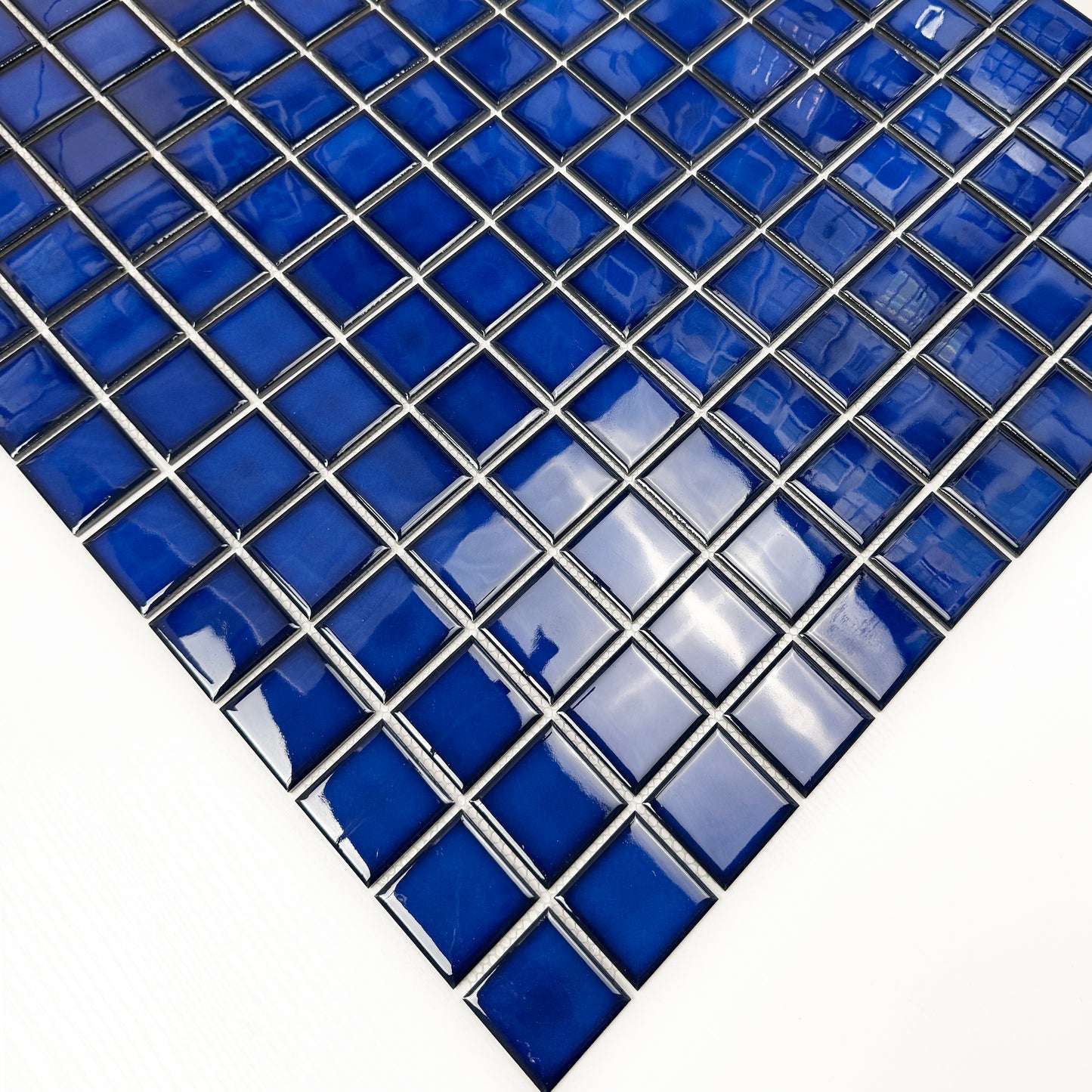 Midnight Splendor Series Navy Blue Plain Design Crystalline Glazed Porcelain Mosaic