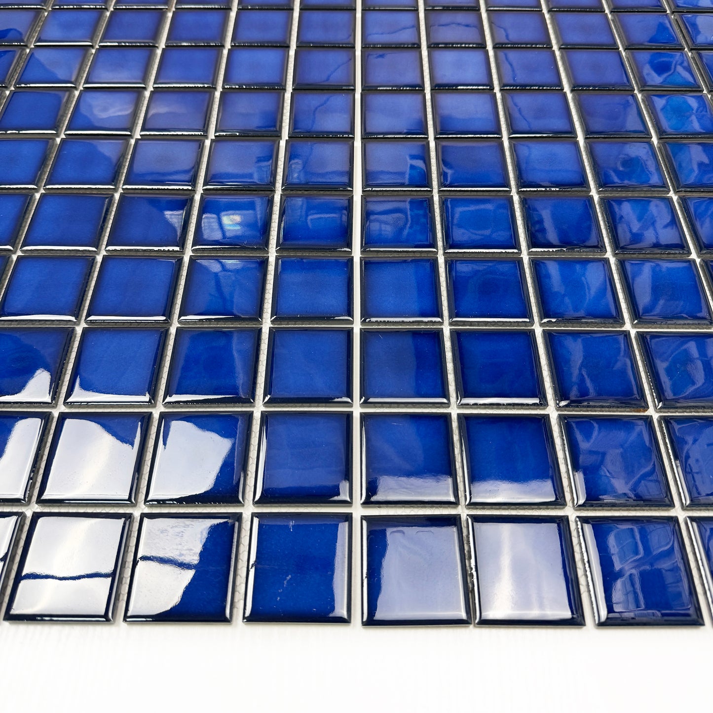 Midnight Splendor Series Navy Blue Plain Design Crystalline Glazed Porcelain Mosaic