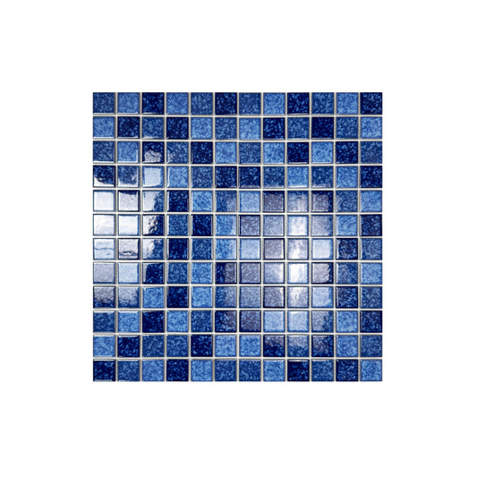 Midnight Splendor Series Sky Blue & Cobalte Blue & Midnight Blue Mixed Iced Flower Texture Crystalline Glazed Porcelain Mosaic