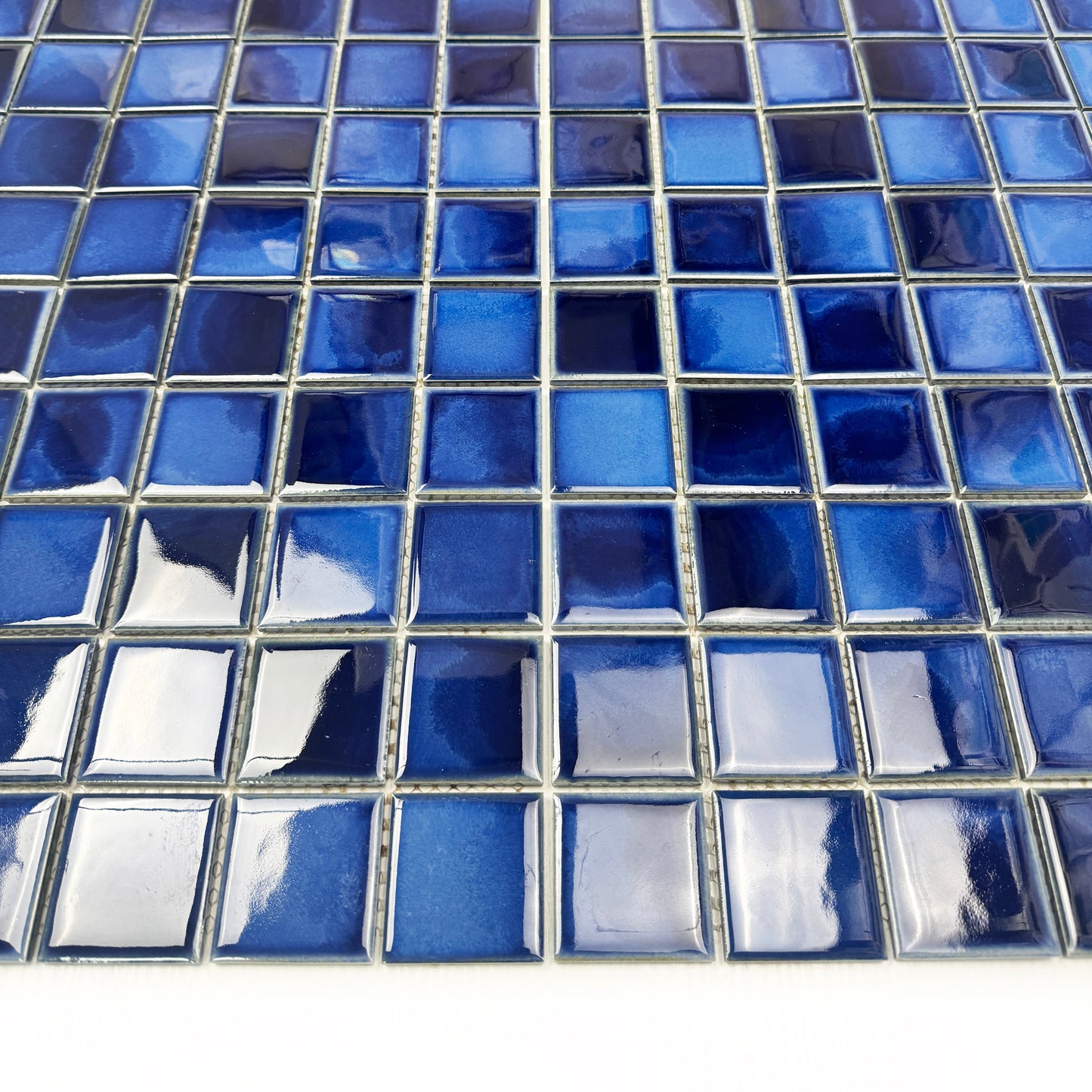 Midnight Splendor Series Cobalt Blue & Midnight Blue Mixed Plain DesignCrystalline Glazed Porcelain Mosaic