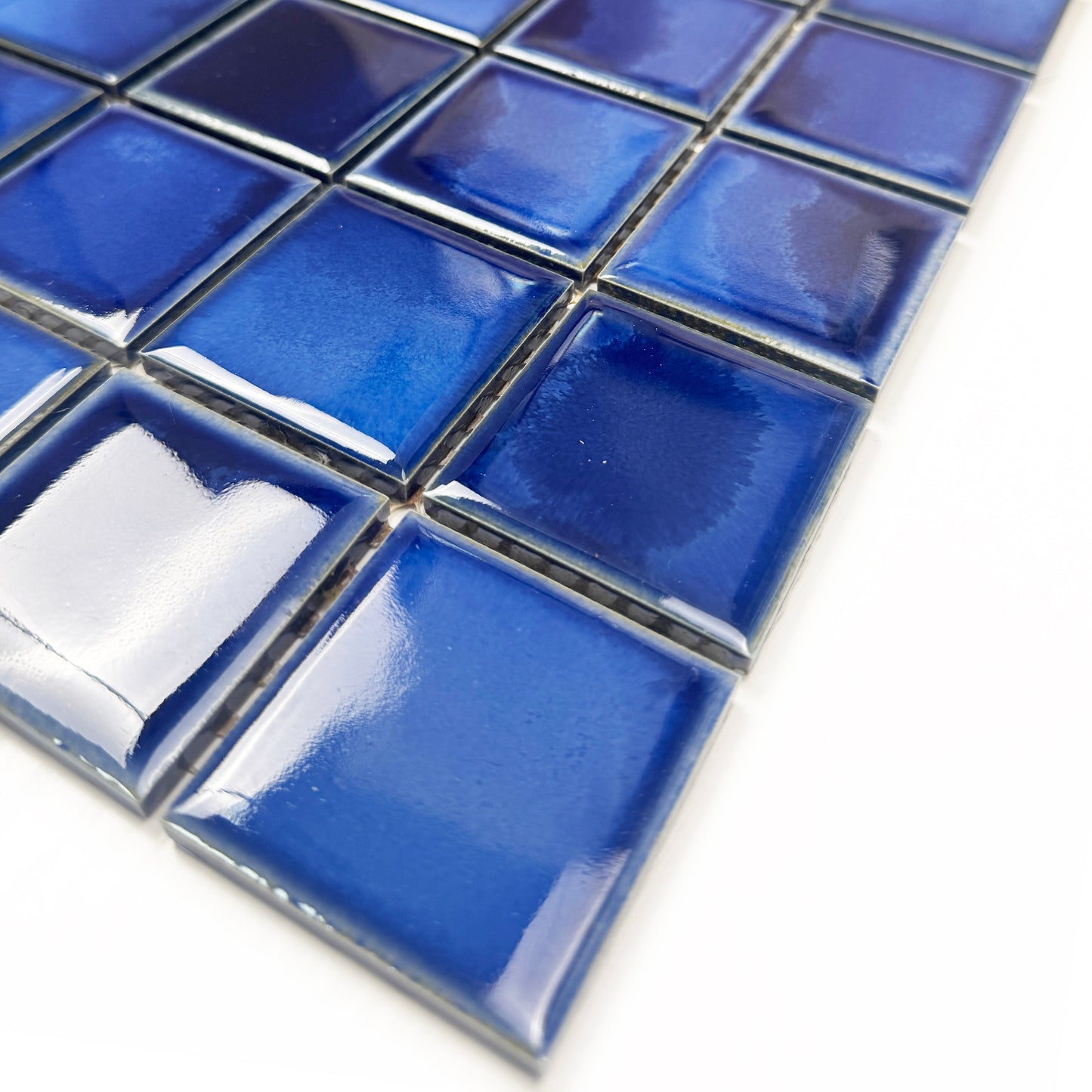 Midnight Splendor Series Cobalt Blue & Midnight Blue Mixed Plain DesignCrystalline Glazed Porcelain Mosaic
