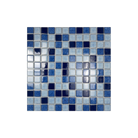Midnight Splendor Series Powder Blue & Navy Blue & Prussian Blue Mixed  Lightning Texture Crystalline Glazed Porcelain Mosaic