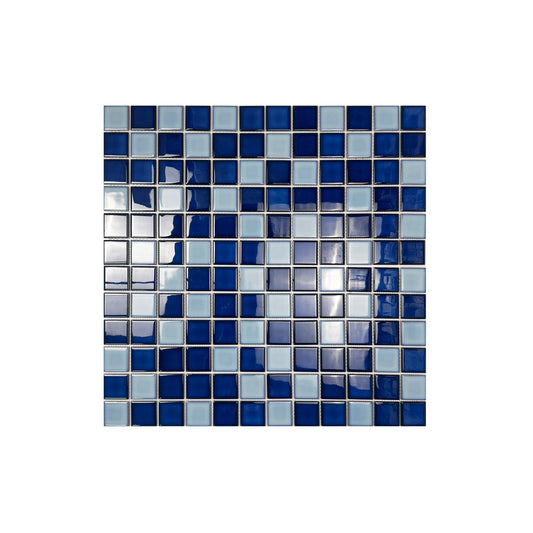 Midnight Splendor Series Powder Blue & Ultra Marine Blue & Oriental Blue Mixed Plain Design Crystalline Glazed Porcelain Mosaic