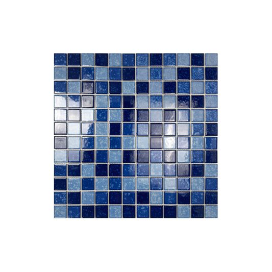 Midnight Splendor Series Sky Blue & Cobalt Blue & Prussian Blue Mixed Iced Flower Texture Crystalline Glazed Porcelain Mosaic