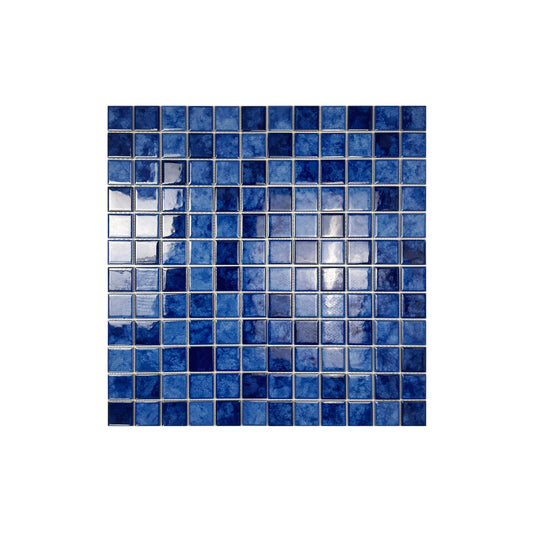 Midnight Splendor Series Sky Blue& Cobalt Blue & Navy Blue Mixed Iced Flower TextureCrystalline Glazed Porcelain Mosaic