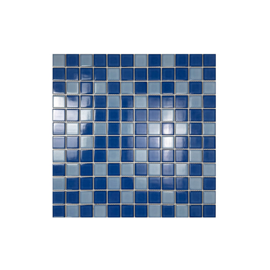 Midnight Splendor Series Sky Blue & Cobalt Blue Mixed Plain Deisgn Crystalline Glazed Porcelain Mosaic