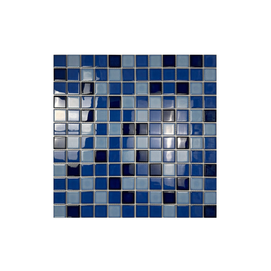 Midnight Splendor Series Powder Blue & Ultra Marine Blue & Midnight Blue Mixed Plain Design Crystalline Glazed Porcelain Mosaic
