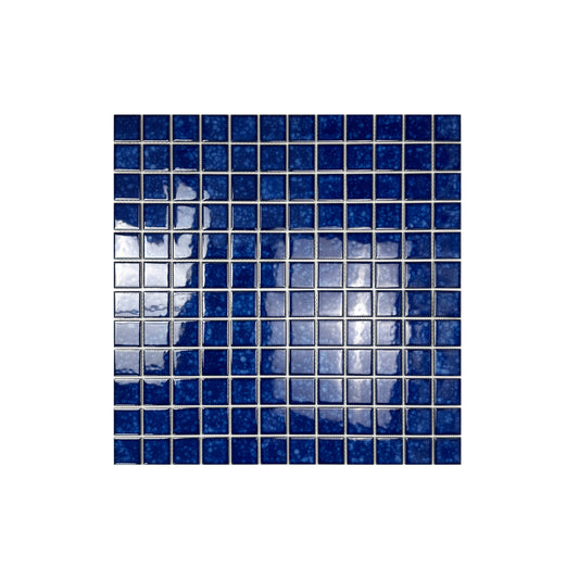 Midnight Splendor Series Navy Blue Ice Flower Crystalline Glazed Porcelain Mosaic