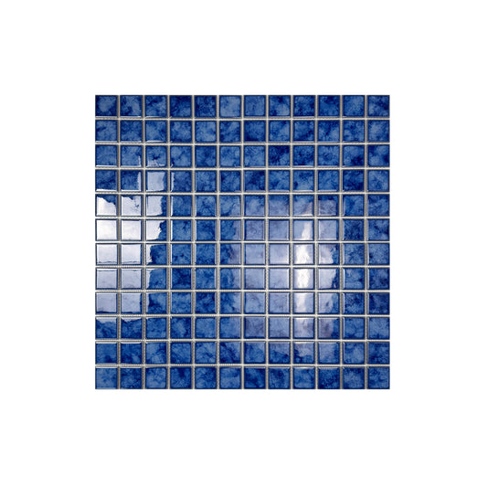 Midnight Splendor Series Neon Blue Iced Flower Texture Crystalline Glazed Porcelain Mosaic