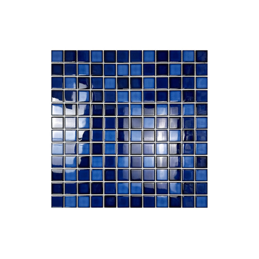 Midnight Splendor Series Sky Blue & Cobalt Blue & Prussian Blue Mixed Plain Design Crystalline Glazed Porcelain Mosaic