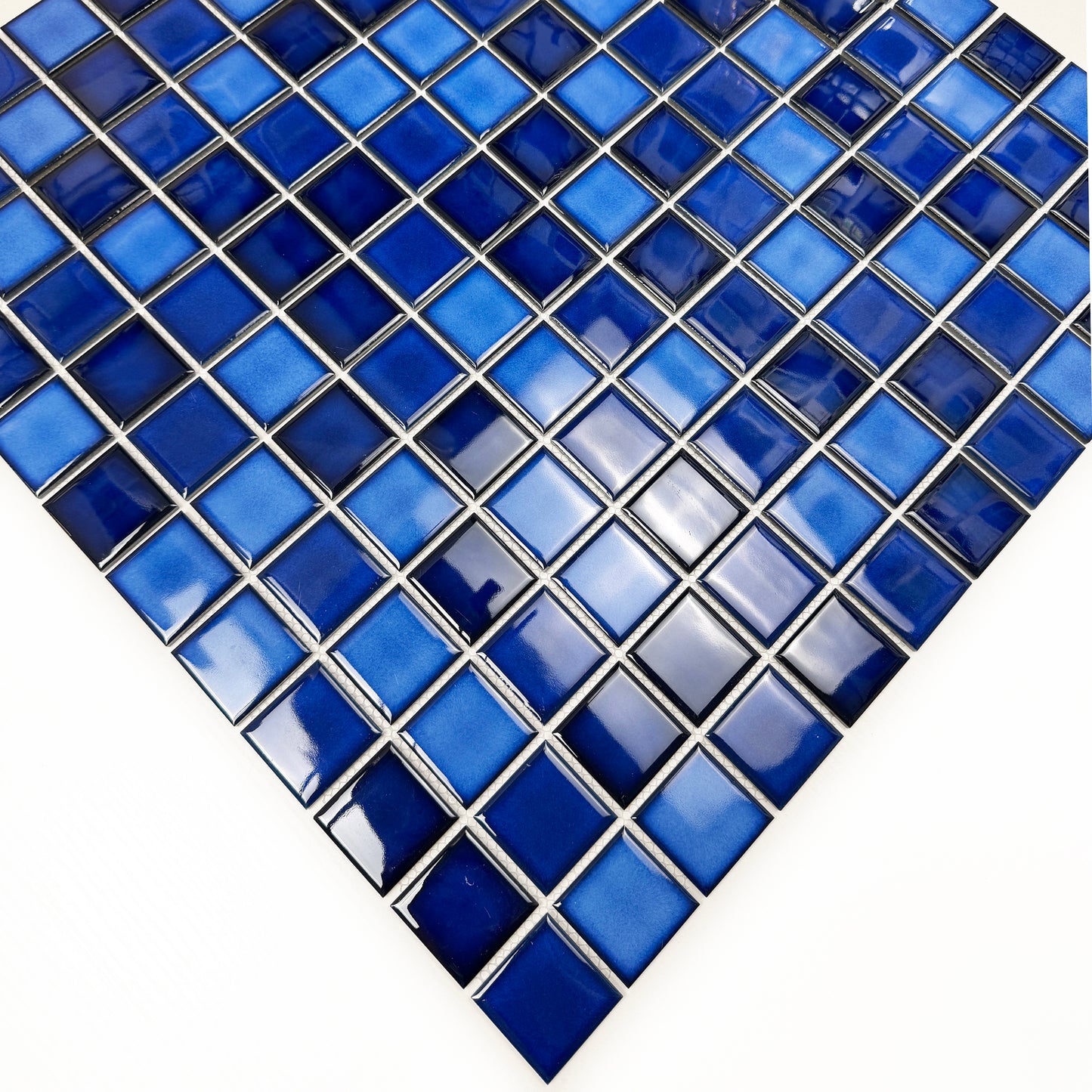 Midnight Splendor Series Sky Blue & Cobalt Blue & Prussian Blue Mixed Plain Design Crystalline Glazed Porcelain Mosaic