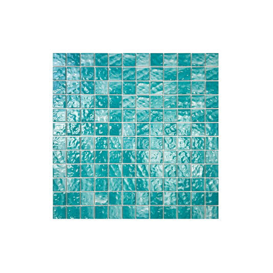 Serene Wave Tiffany Blue Wave Pattern Crystalline Glazed Porcelain Mosaic