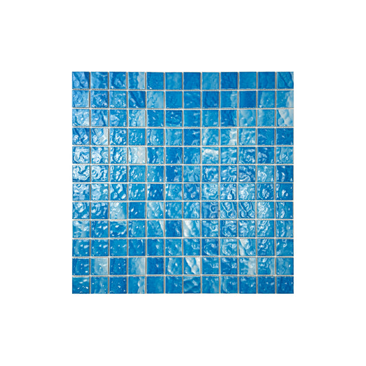 Serene Wave Cyan Blue Wave Pattern Crystalline Glazed Porcelain Mosaic