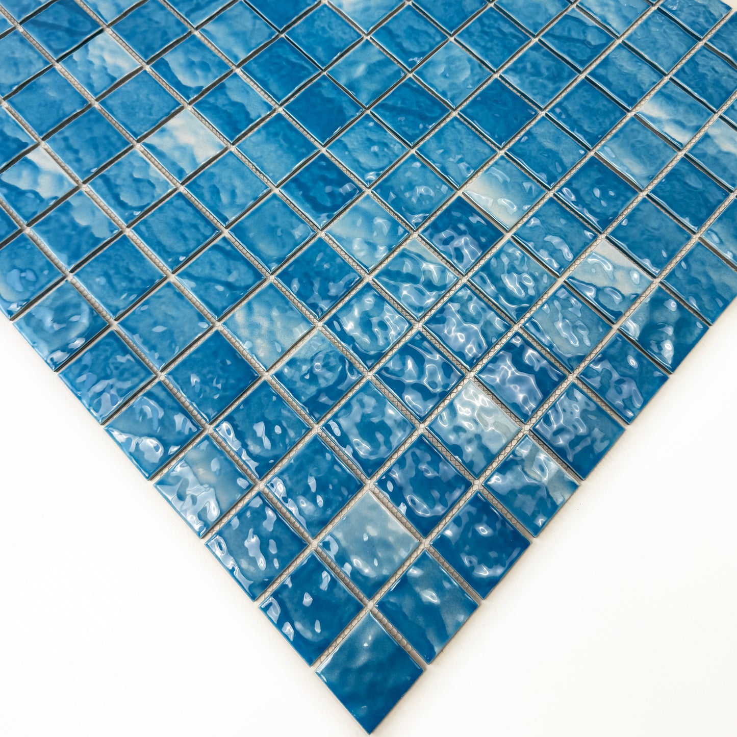 Serene Wave Cyan Blue Wave Pattern Crystalline Glazed Porcelain Mosaic