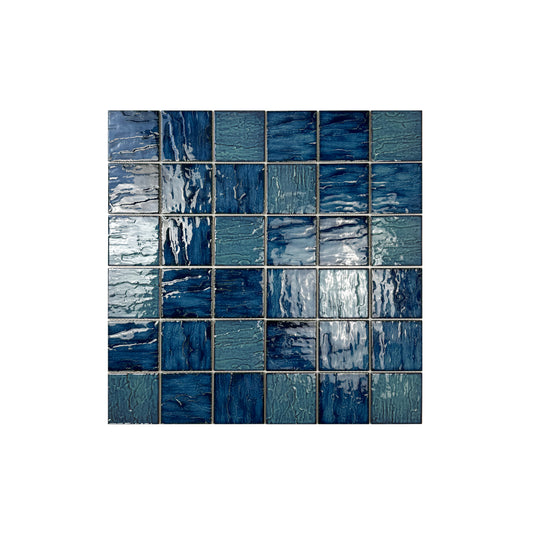 Serene Wave Emerald Green & Moss Green Mixed 3D Crystalline Glazed Porcelain Mosaic