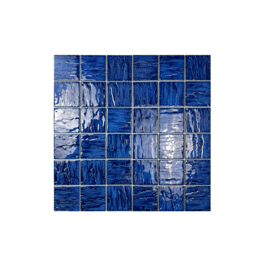 Serene Wave Navy Blue 3D Crystalline Glazed Porcelain Mosaic
