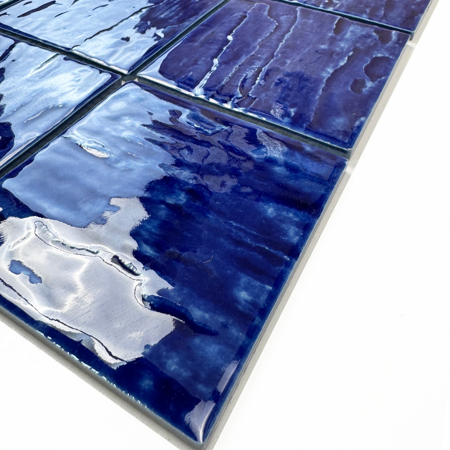 Serene Wave Cobalt Blue 3D Crystalline Glazed Porcelain Mosaic