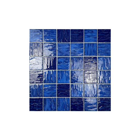 Serene Wave Cobalt Blue & Midnight Blue Mixed 3D Crystalline Glazed Porcelain Mosaic