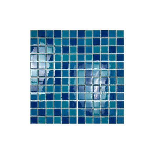 Oceanic Opal Series Cyan Blue & Navy Blue & Ultra Marine Blue Mixed Crackle Porcelain Mosaic