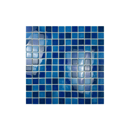 Oceanic Opal Series French Blue & Klein Blue & Navy Blue Mixed Double Crackle Porcelain Mosaic