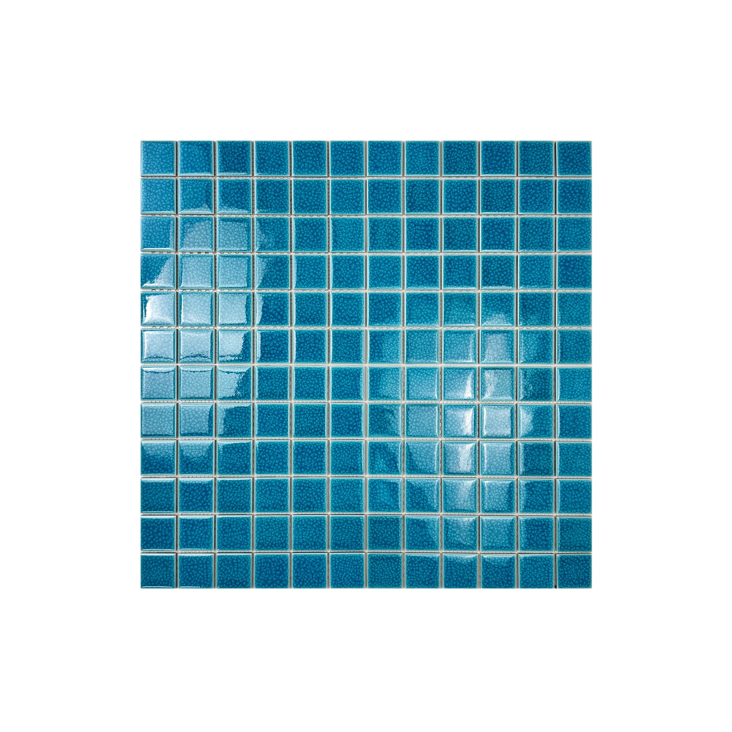 Oceanic Opal Series Tiffany Blue Convex Surface Crackle Porcelain Mosaic
