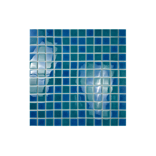 Oceanic Opal Series Tiffany Blue & French Blue Mixed Double Crackle Porcelain Mosaic