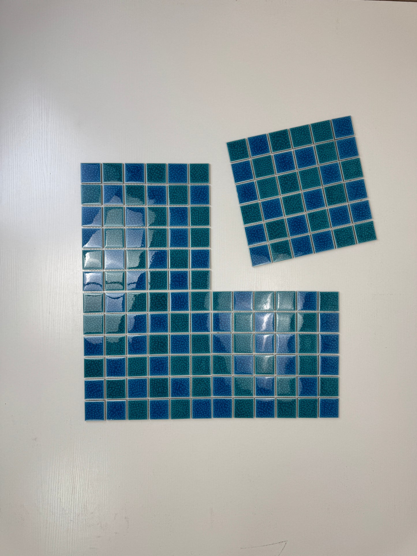 Oceanic Opal Series Tiffany Blue & French Blue Mixed Double Crackle Porcelain Mosaic