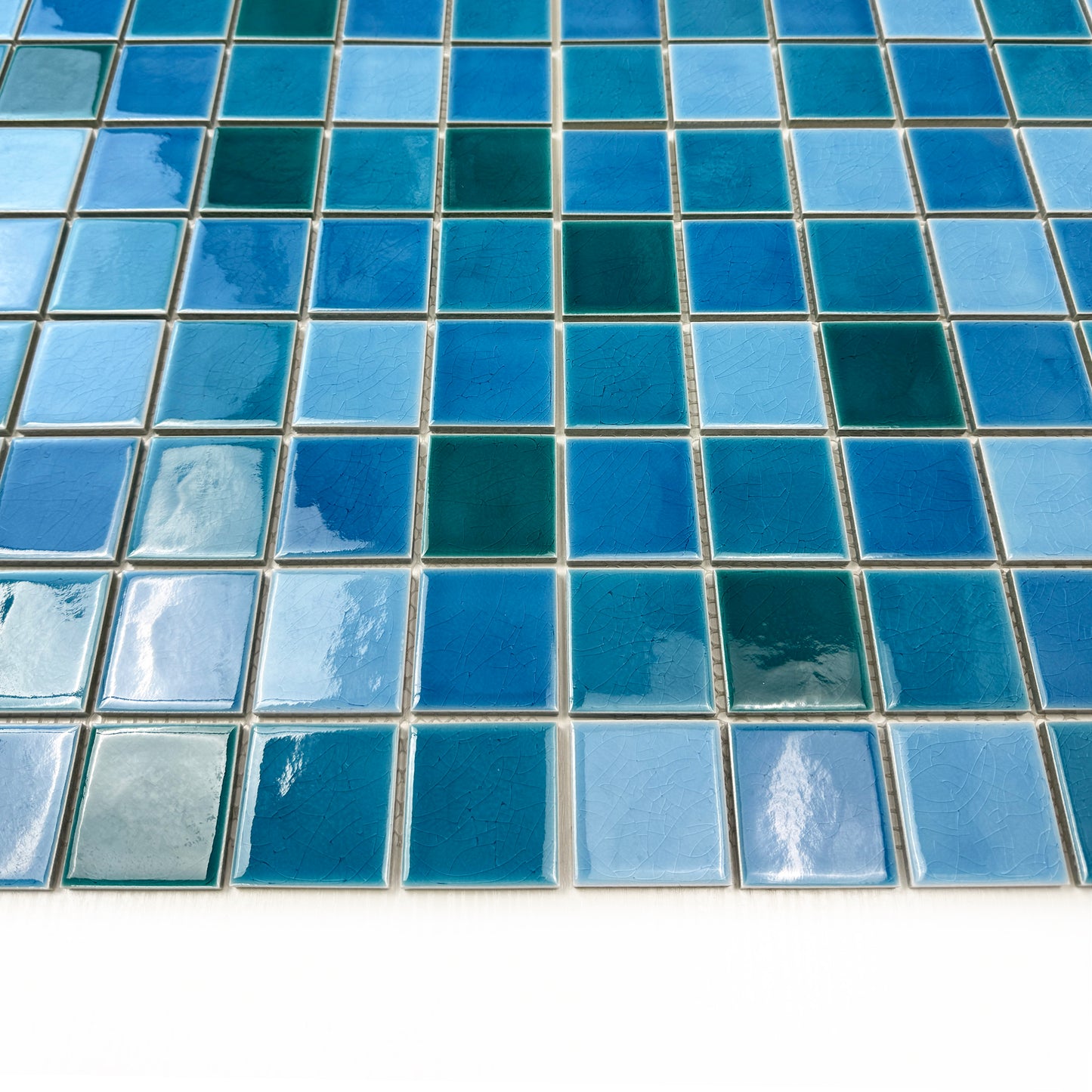 Oceanic Opal Series Sky Blue & Ultra Marine Blue & Dark Blue Crackle Porcelain Mosaic