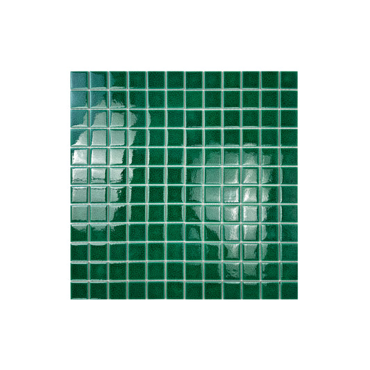 Oceanic Opal Series Forest Green Convex Surface Crackle Porcelain Mosaic