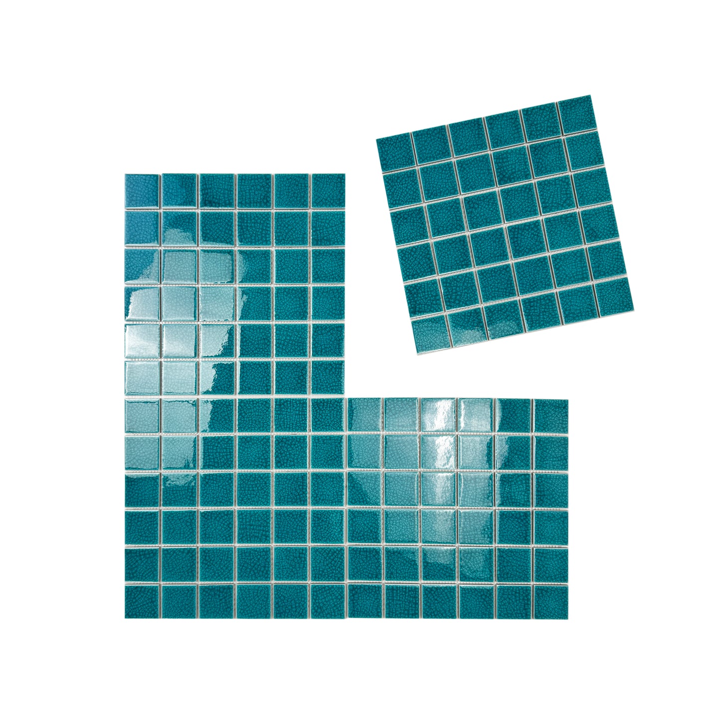 Oceanic Opal Series Tiffany Blue Double Crackle Porcelain Mosaic